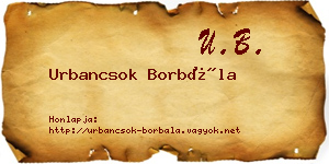Urbancsok Borbála névjegykártya